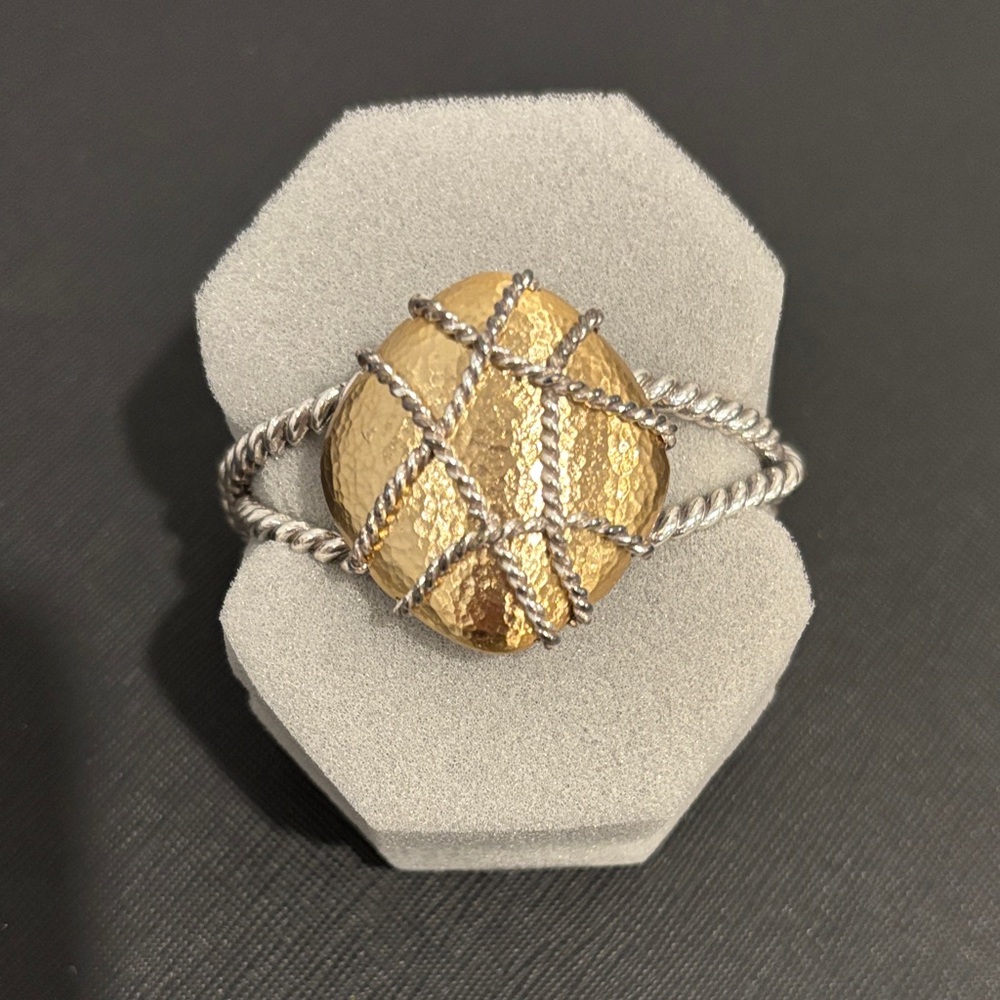 Brighton Gold and Silver Textured cuff bangle